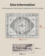AMADA HOMEFURNISHING 9x12 Area Rug, Washable Low-Profile Large Area Rug - Image 2