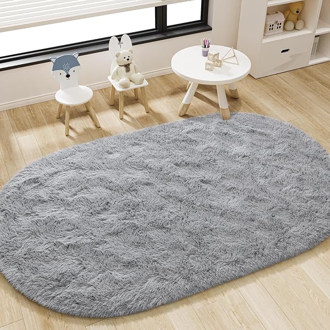 LOCHAS Bedroom Rug 3.3' x 6.2', Soft Oval Throw Rugs Carpet - Image 3