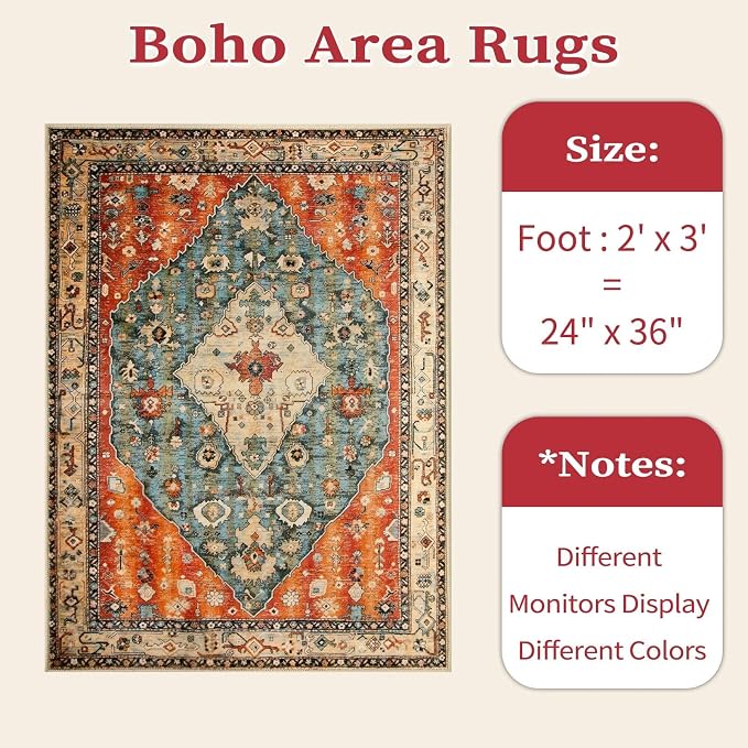 SERISSA Boho Rugs for Entryway, 2x3 Tribal Entryway Rug Non-Slip Washable Small - Image 7