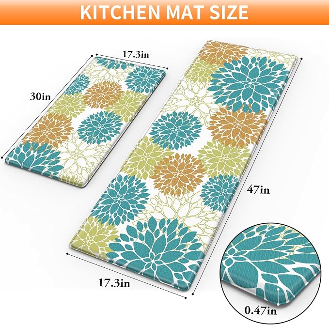 StepLively Kitchen Mats for Floor 2PCS, 0.47" Anti Fatigue Mats for Kitchen - Image 2