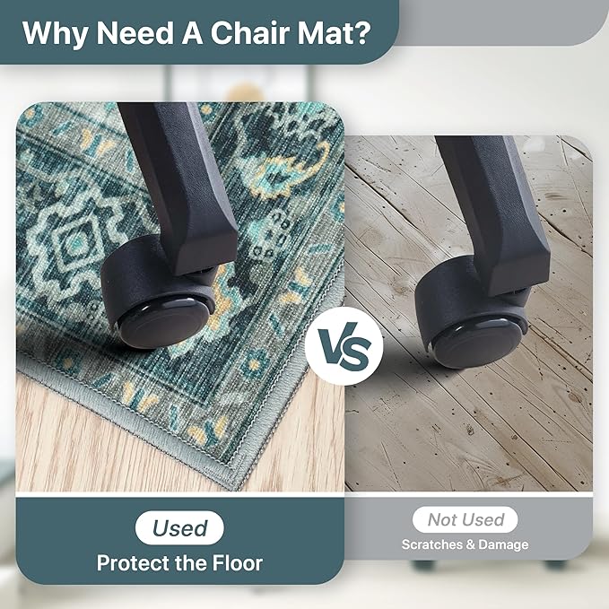 36"x60" Office Chair Mat for Hardwood Tile Floor, Under Desk Carpet Protector - Image 4