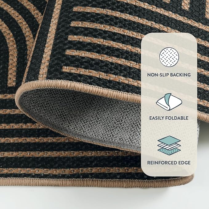 Lahome Enfys Modern Geometric Outdoor Easy Jute Rug, 5x7 Patio Living Room Rug - Image 5