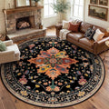 RELEANY Area Rugs Round 8ft Washable Non-Slip, Floral Vintage Distress by RELEANY