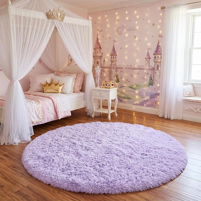 Amdrebio Light Purple Small Round Rugs 3Ft - Image 8
