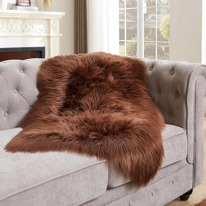 EasyJoy Ultra Soft Fluffy Shaggy Area Rug Faux Fur Rug Chair Cover Seat Pad - Image 6