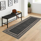 Washable Runner Rug 2x10 Modern Bordered Hallway Runner Rug Non Slip Kitchen - Image 8