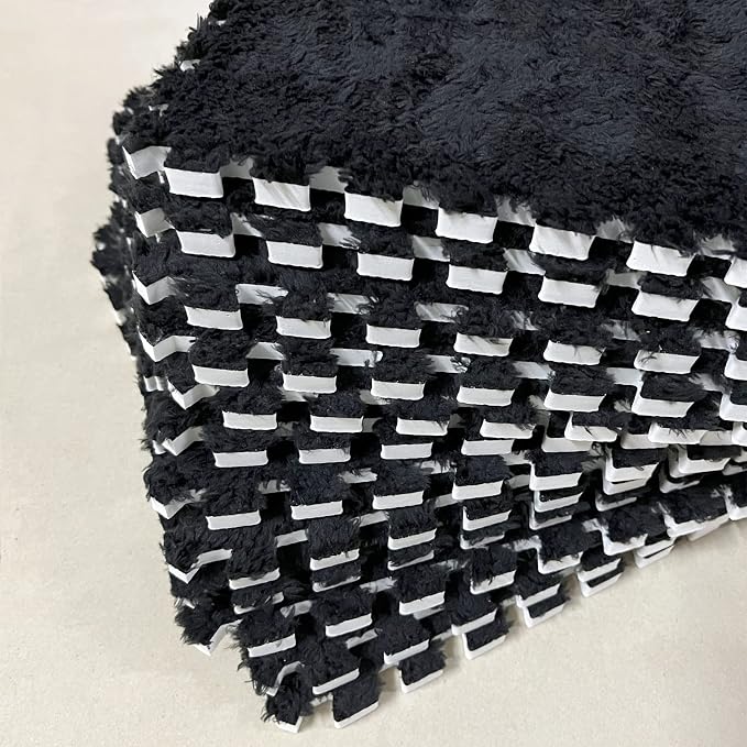 Smabee Interlocking Carpet Shaggy Soft EVA Foam Mats Fluffy Area Rugs - Image 2