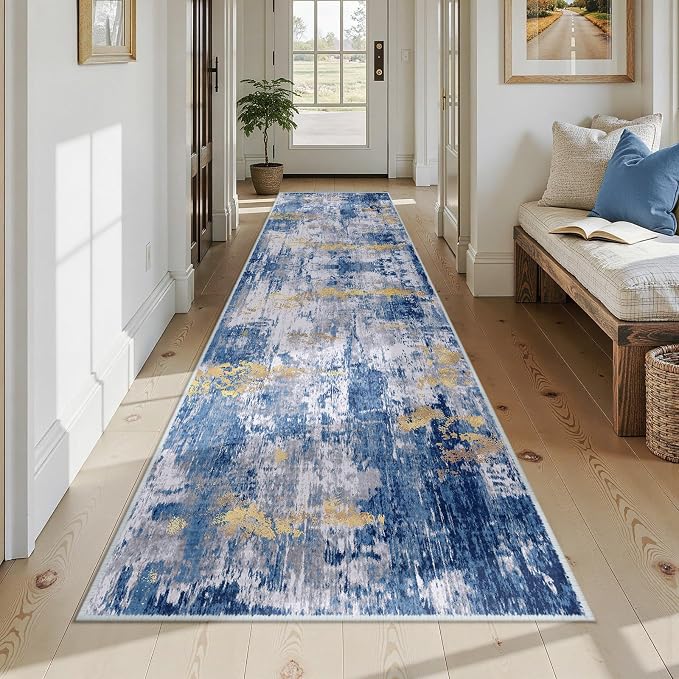 RELEANY Washable Area Rugs 3x12 Non-Slip Modern Abstract Soft - Image 2