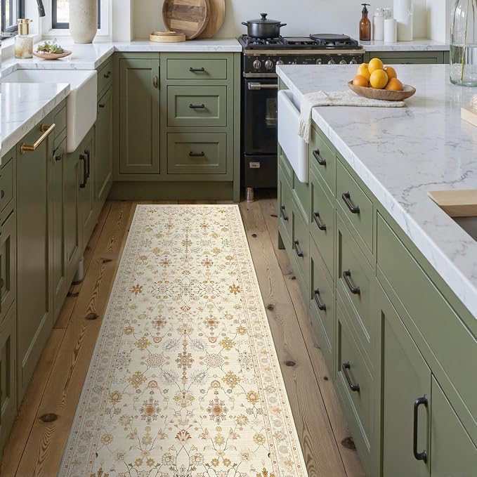 Rugxara 2x6 Floral Runner Rug, Washable Runners - Image 2