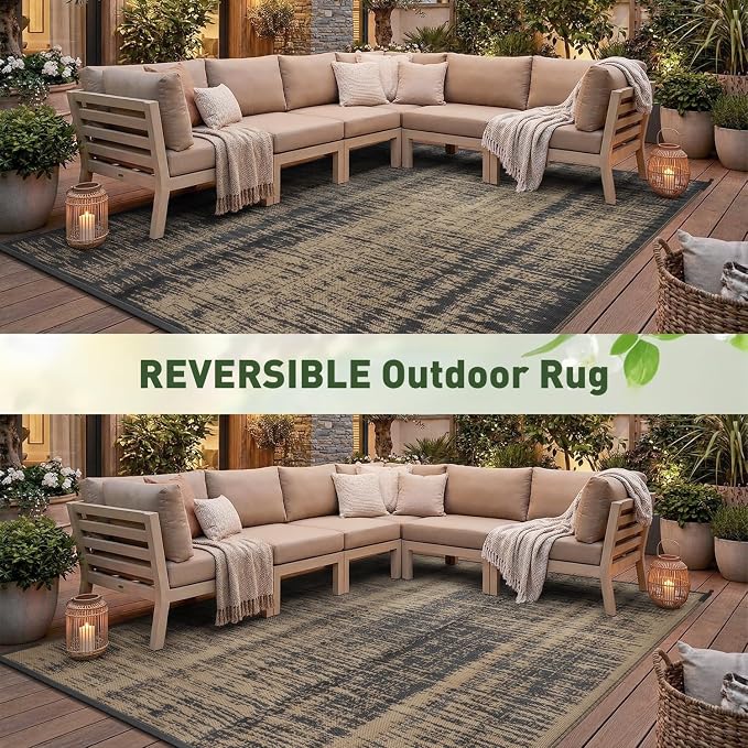 MontVoo Outdoor Rug Waterproof 6x9 ft Outdoor Carpet Patio Rug Mat Reversible - Image 8