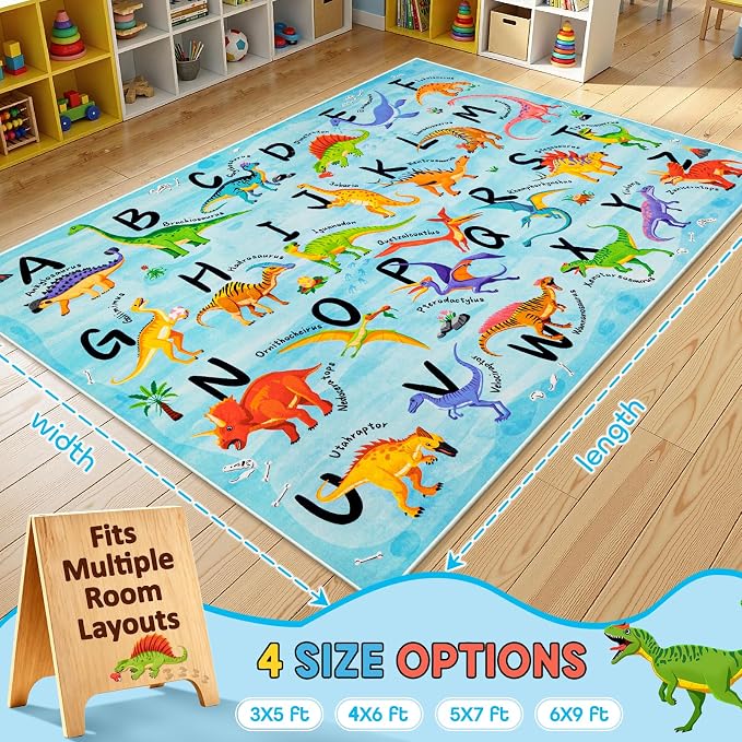 5x7 ABC Classroom Rug for Kids Playroom, Alphabet Rug - Image 2