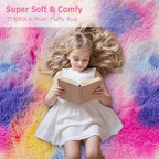 Soft Fluffy Pink Rainbow Rug for Girls Bedroom Carpet 2x8 Tie Dyed Shag Runner - Image 9