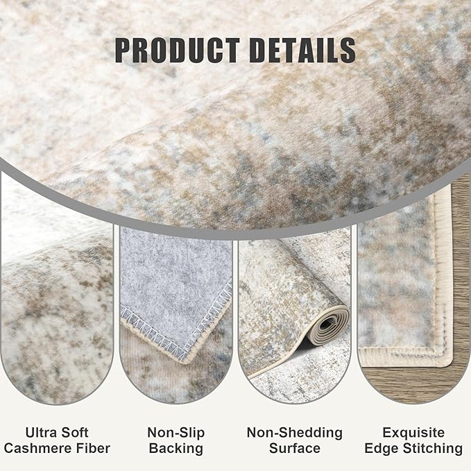 Washable Area Rug 3x5 Entryway Rug: Washable Modern Abstract Soft Thin Rug - Image 6