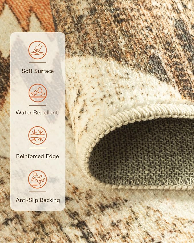 BESTSWEETIE Area Rug 7x9Rug Machine Washable Non-Slip Low Pile Print Pattern - Image 2