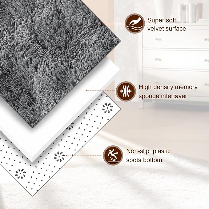 TWINNIS Super Soft Shaggy Rugs Fluffy Carpets, 6x9 Feet, Indoor Modern Plush - Image 2