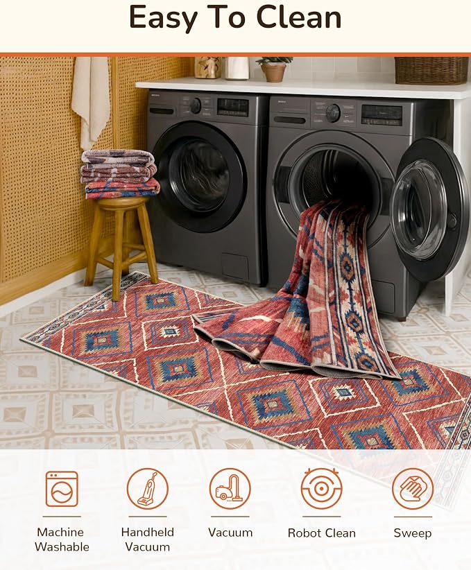BESTSWEETIE Area Rug 2x6 Rug Machine Washable Non-Slip Low Pile Print Pattern - Image 4