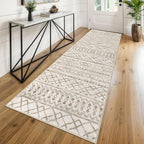 KUTA Moroccan Washable Runner Rug 2.6x8, Non-Slip Vintage Beige Boho Hallway by KUTA