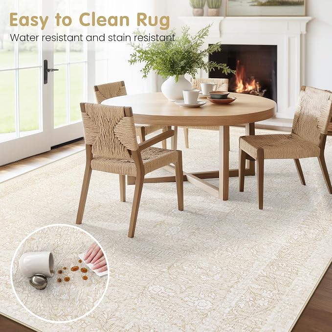 Washable Rug 8x10 Area Rugs: Vintage Floral Rugs - Image 8