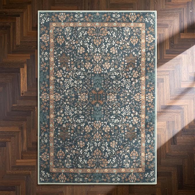 jinchan Zenith Floral 3x5 Area Rug Machine Washable Soft Low-Pile Non-Slip - Image 9