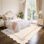 GarveeHome Scalloped Bow Rug for Living Room, Solid Beige Rug for Dorm - Image 2