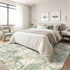 7x9 Area Rug Living Room: Washable Large Abstract Soft Green Rugs Stain - Image 4