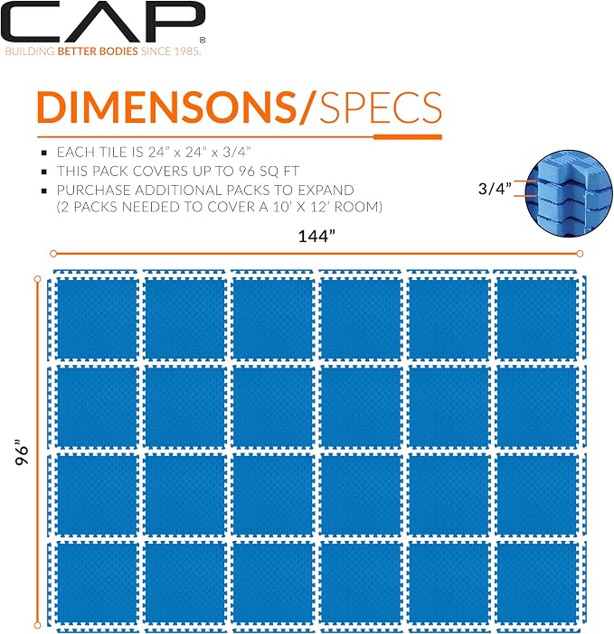 CAP Puzzle Exercise Mats | 3/4” Thick EVA Interlocking Foam Tiles - Image 4