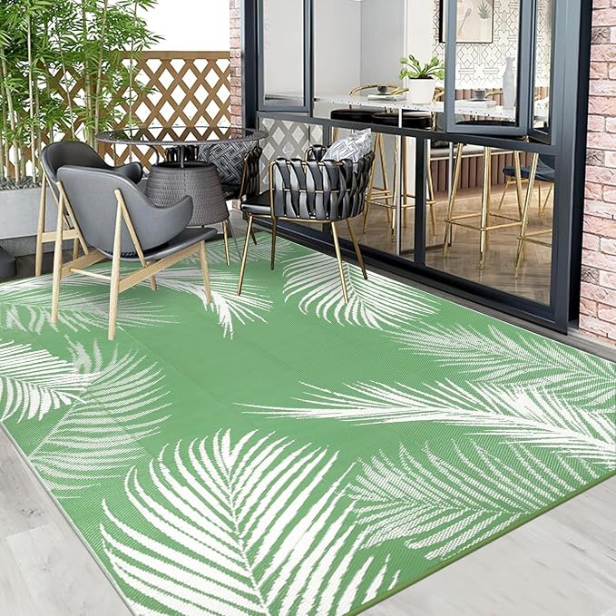 Pauwer Waterproof Outdoor Rug 6x9, Reversible Plastic Straw Patio Camping Rug - Image 7