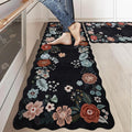 Homcomoda Kitchen Mats for Floor 3PC, Floral Washable Kitchen Rugs Non Slip by Homcomoda