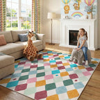 jinchan Macy Kids Area Rug for Classroom 8'x8' Square Rug Modern Colorful - Image 7