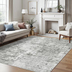 Soalmost Abstract Rug 5x7 Machine Washable Area Indoor Grey White Low Pile - Image 8