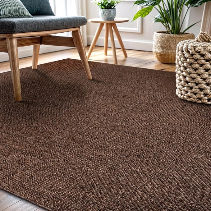 CAMILSON Easy Jute Rug 8x10, Indoor Outdoor Brown Color Fiber Area Rugs - Image 6