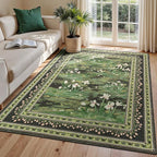 Lessymo Dark Green 5x7 Floral Rugs by Lessymo