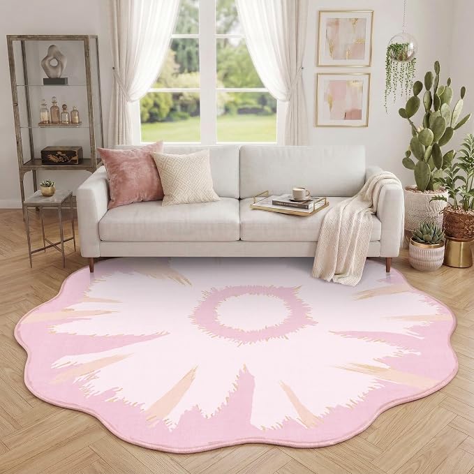 Latte&Fog Pink 6ft Round Area Rug - Image 3