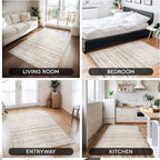 3x5 Area Rug Machine Washable Non Slip Rug Distressed Neutral Moroccan Boho Rug - Image 7