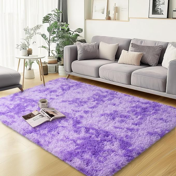 qulint Purple Rugs for Bedroom, Soft Fluffy 3x5 Nursery Rug Shag Fuzzy Small by QULINT