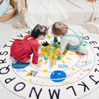 Round ABC Space Kids Rugs, 5.2 ft Non-Slip Solar System Alphabet Rugs, Washable - Image 7
