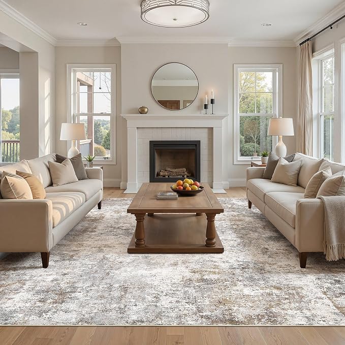 UERMEI Square Area Rugs : Washable 10x10 Neutral Modern Abstract Carpet - Image 7