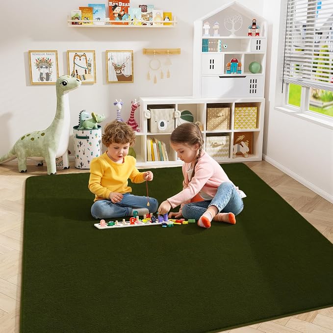 Amearea 4x4 Square Area Rugs for Bedroom Living Room, Olive Green Thickened - Image 6