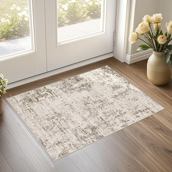 UERMEI 2x3 Entryway Area Rug: Washable Neutral Modern Abstract Small Rug - Image 3