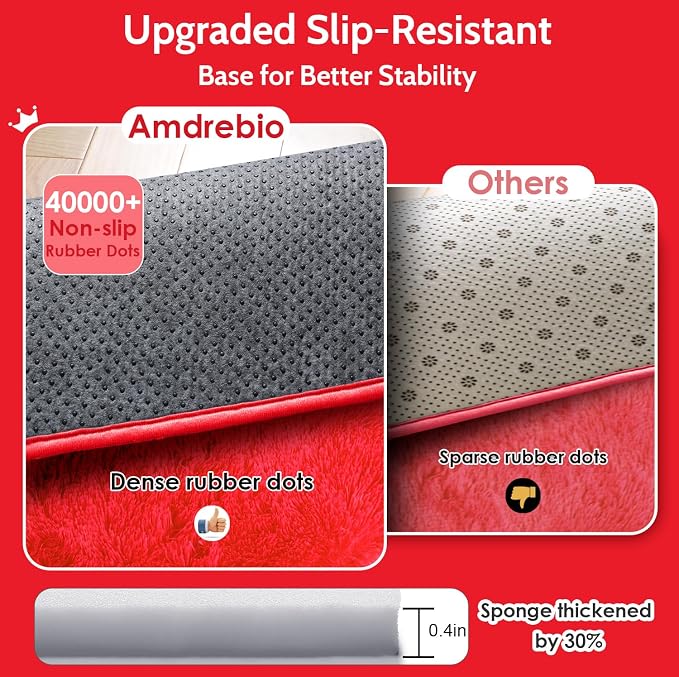 Amdrebio Red Round Rug 5Ft for Boys Bedroom, Fluffy Fuzzy Circle Area Rugs for - Image 6