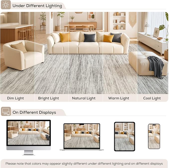 Nakagishi 10X12 Area Rugs Living Room: Washable Large Vintage Rug Neutral - Image 9