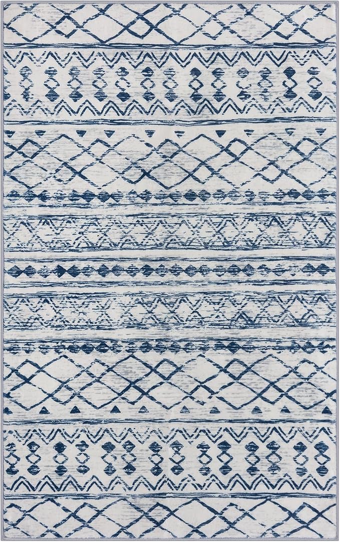 KUTA Moroccan Area Rugs, 2x3 Blue White Entryway Rug Non-Slip Washable Small - Image 9
