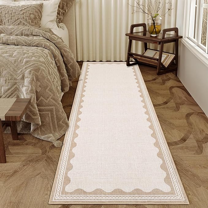 GarveeHome Scalloped Beige 2.5x10 Runner Rug - Image 3