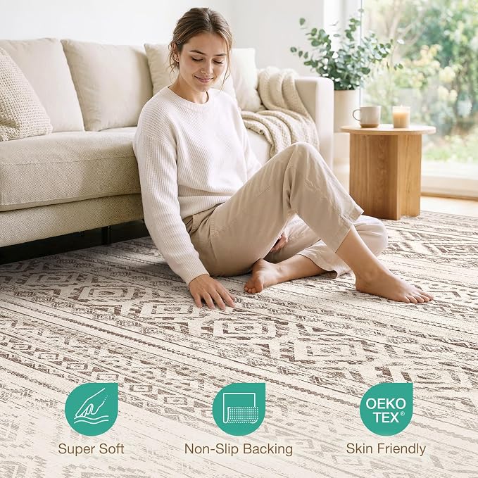 cotiled 6x9 Area Rugs Living Room Rug: Washable Boho Rugs - Image 4