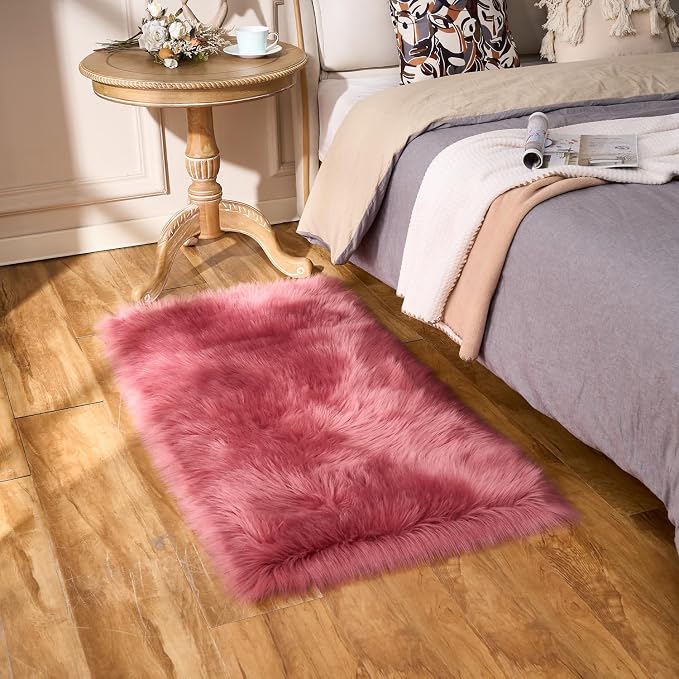 EasyJoy Ultra Soft Fluffy Shaggy Area Rug Faux Fur Rug Chair Cover Seat Pad - Image 6