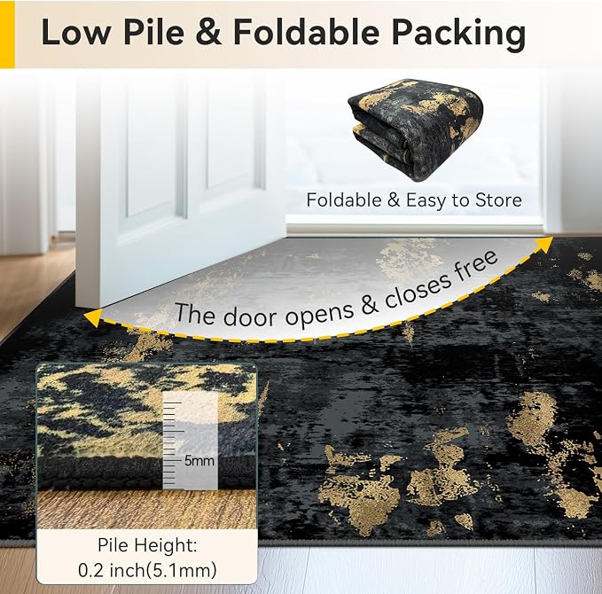 RELEANY Washable Area Rugs 2x9 Non-Slip Modern Abstract Soft - Image 5