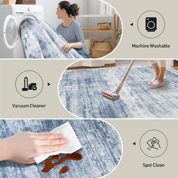 9x12 Area Rugs Washable Rug: Modern Abstract Living Room Rug Soft Anti-Skid - Image 5