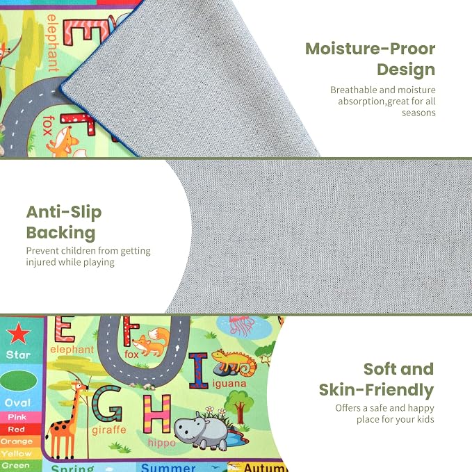 Terrug Kids Rug for Playroom, Educational Classroom Rug for Kids Room, Washable - Image 6