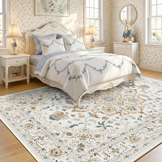 CAPALOCA Machine Washable Rugs Nursery Rug Cute Girl Non Slip Low Pile Water - Image 2