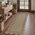 Scalloped Easy Jute 2x6 Kitchen Runner Rug, Washable Rugs by LORWER